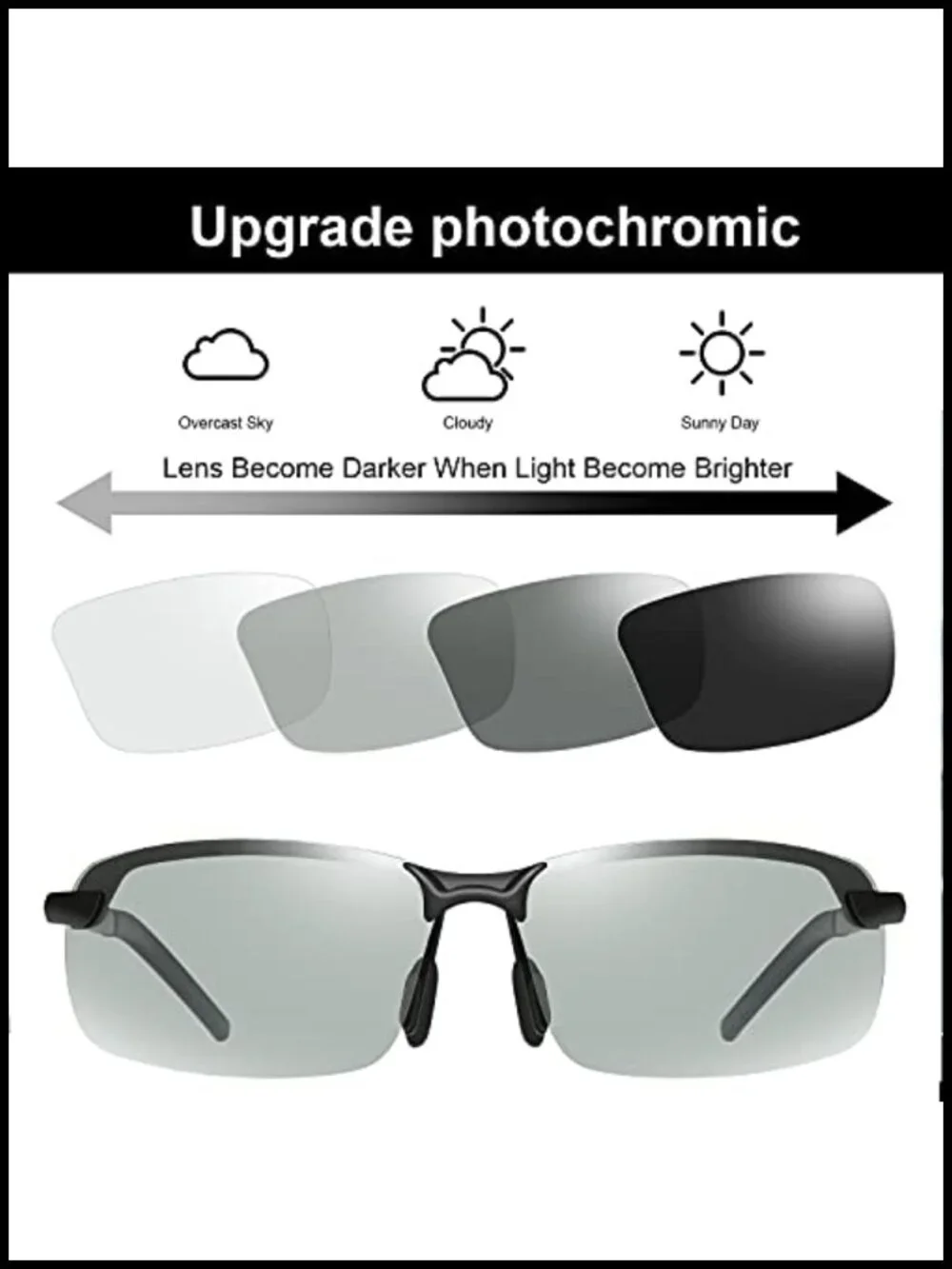 Polarized Photochromic Driving Sunglasses with UV Protection
